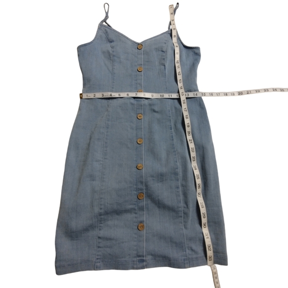 2/$10 Button down stretch denim dress. Light wash. Size 8/10 - Picture 3 of 3